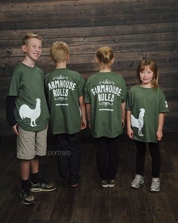 Youth Farmhouse Rules Rooster  Tshirt